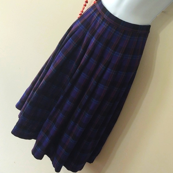 Vintage Pendleton Virgin Wool Plaid Pleated Midi Skirt 10 - Picture 1 of 13